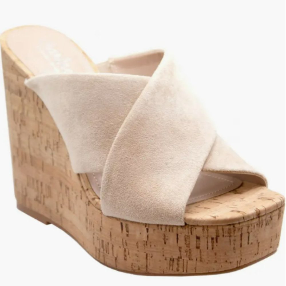 Charles David - Beige Platform Wedge Sandal - NWT